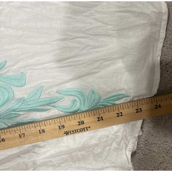 Sundance Sz S Embroidered Blouse Long Sleeve White Peasant Button Travel Aqua - Picture 5 of 9